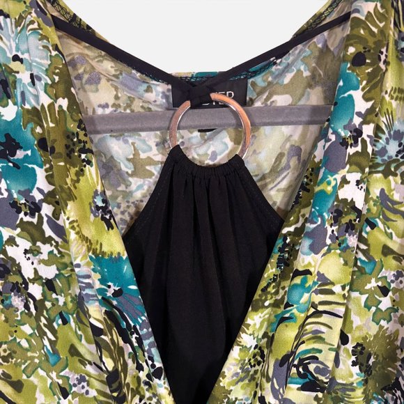 Y2K Vintage A. BYER Floral Sleeveless Blouse with Keyhole Ring Detail - Medium - Picture 3 of 12